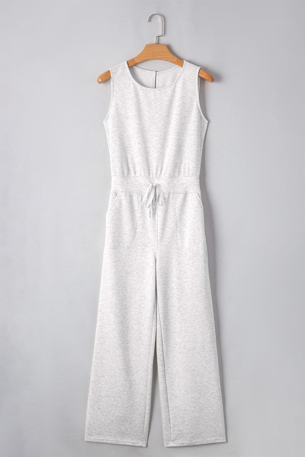 Sleeveless Drawstring Jumpsuit In Light Grey - Infinity Raine