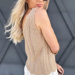 Scalloped Hem Crochet Tank In Khaki - Infinity Raine