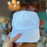 Boot Stitch Trucker Hat In White Multi - Infinity Raine