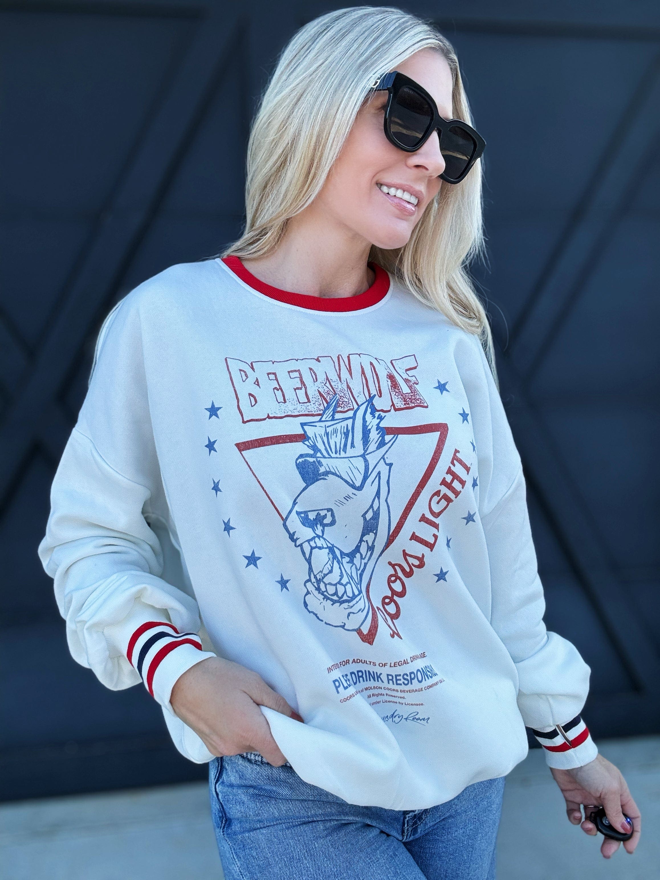 Coors Custom Print Sweatshirt In White - Infinity Raine