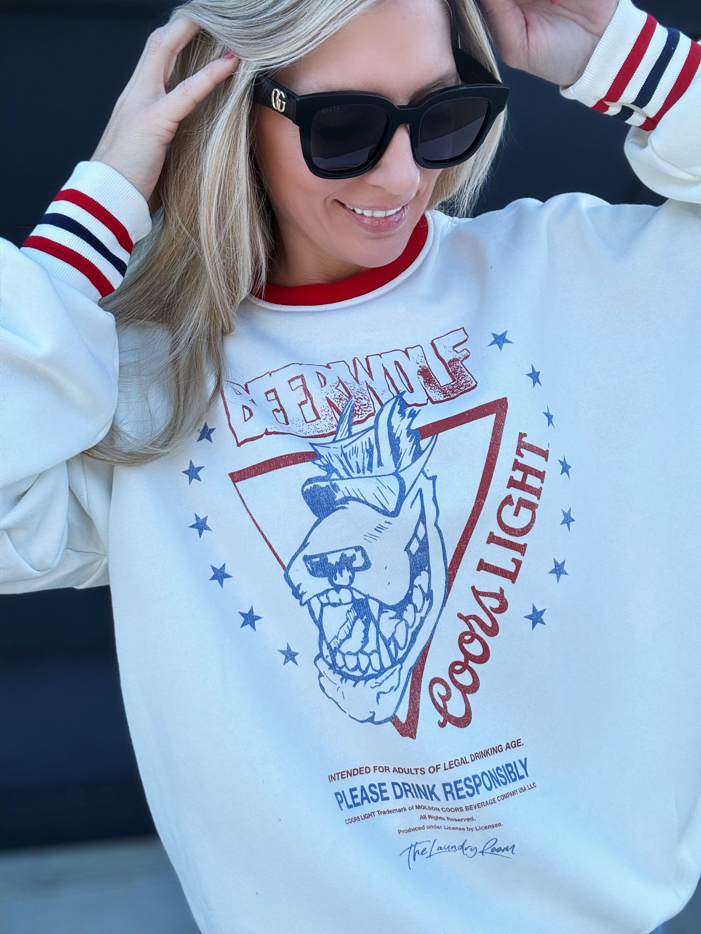 Coors Custom Print Sweatshirt In White - Infinity Raine