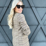 the workshop studio Outerwear - Blazers Plaid Collared Blazer In Khaki