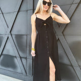 Timing Dresses Button Down Airflow Maxi In Black