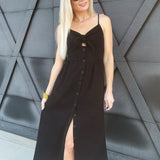 Timing Dresses Button Down Airflow Maxi In Black