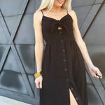 Timing Dresses Button Down Airflow Maxi In Black