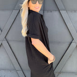 Timing Dresses Button Down Shirt Dress In Black