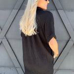 Timing Dresses Button Down Shirt Dress In Black