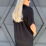 Timing Dresses Button Down Shirt Dress In Black