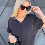 Timing Tops - Blouses Back To Business V-Neck Blouse In Black