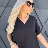 Timing Tops - Blouses Back To Business V-Neck Blouse In Black