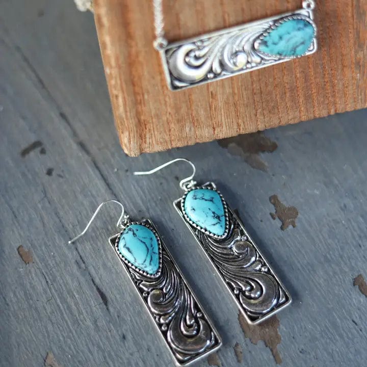 Rectangle Dangle Earrings In Turquoise - Infinity Raine