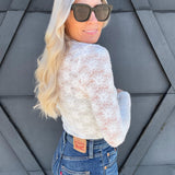 Umorger Tops - Blouses Lace High Neck Long Sleeve In White