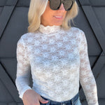 Umorger Tops - Blouses Lace High Neck Long Sleeve In White