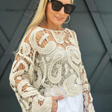 Laced Crochet Sweater In Natural - Infinity Raine