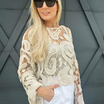 Laced Crochet Sweater In Natural - Infinity Raine