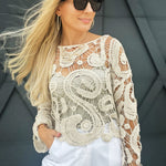 Laced Crochet Sweater In Natural - Infinity Raine