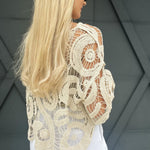 Laced Crochet Sweater In Natural - Infinity Raine