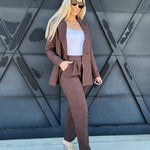 venti6 Outerwear - Blazers Button Twill Crosshatch Boyfriend Blazer In Brown