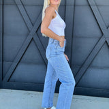 Super High Rise Barrell Leg Jeans In Light Denim - Infinity Raine