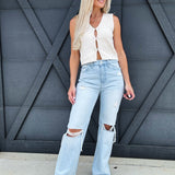 Vervet Sunny Plains Distressed Jeans In Light Wash - Infinity Raine