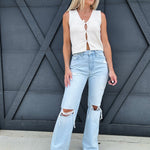 Vervet Sunny Plains Distressed Jeans In Light Wash - Infinity Raine