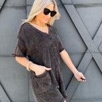 Mineral Washed Oversized Romper In Black - Infinity Raine