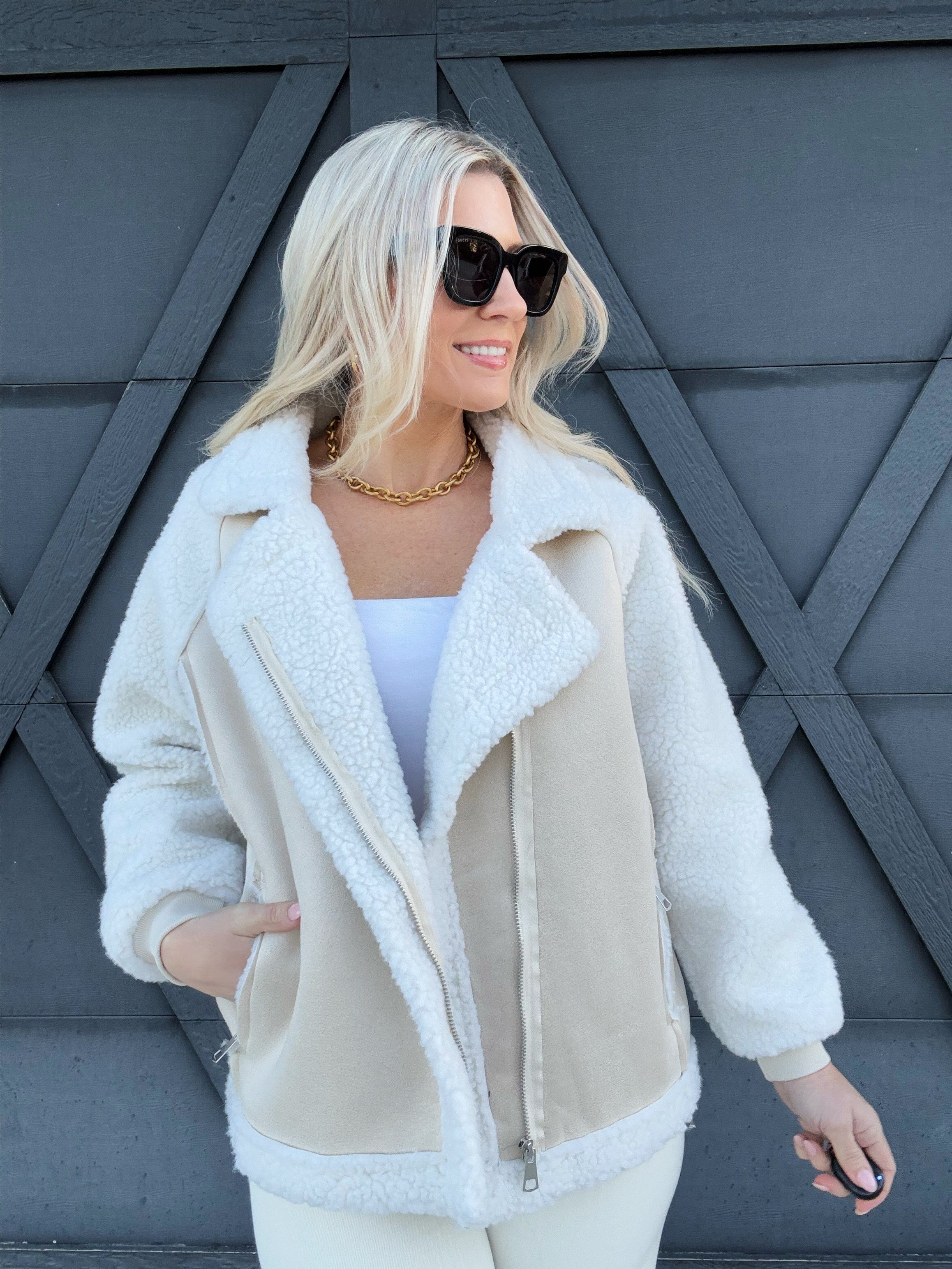 The Moto Coat In Beige - Infinity Raine