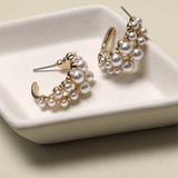 Double Row Pearl Mini Huggie Earrings - Infinity Raine