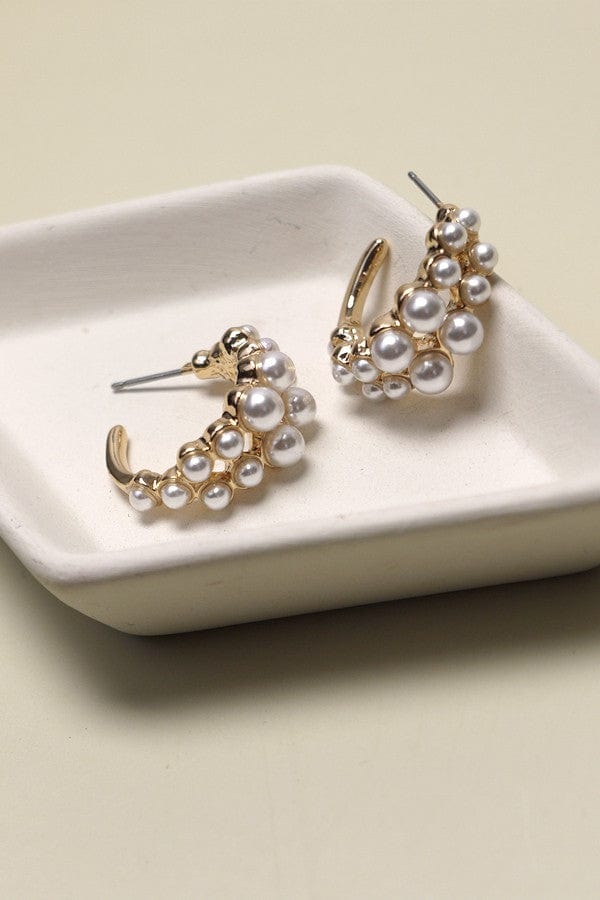 Double Row Pearl Mini Huggie Earrings - Infinity Raine