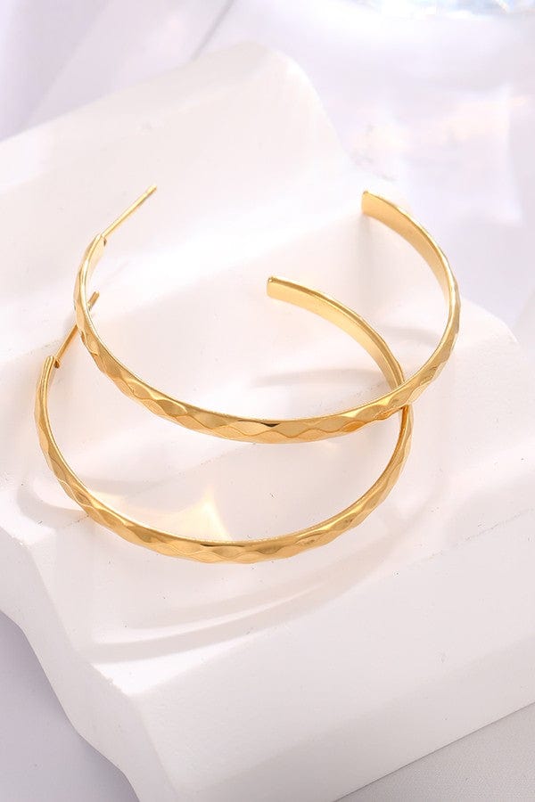 Thin Hammered Hoop Earrings In Gold - Infinity Raine