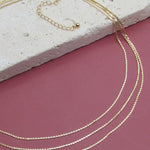 Triple Layer Thin Flat Chain Necklace In Gold - Infinity Raine