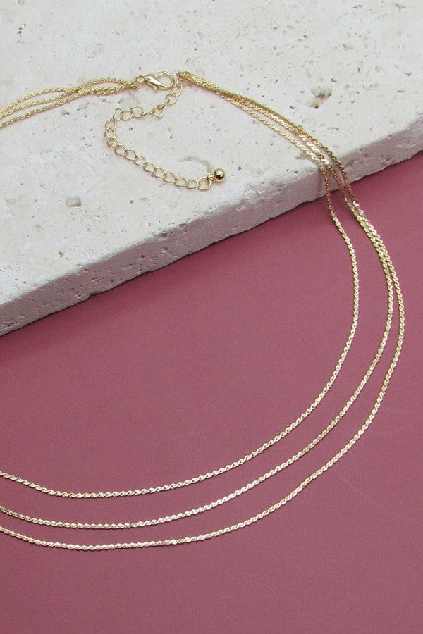 Triple Layer Thin Flat Chain Necklace In Gold - Infinity Raine