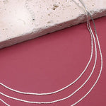 Triple Layer Thin Flat Chain Necklace InSilver - Infinity Raine