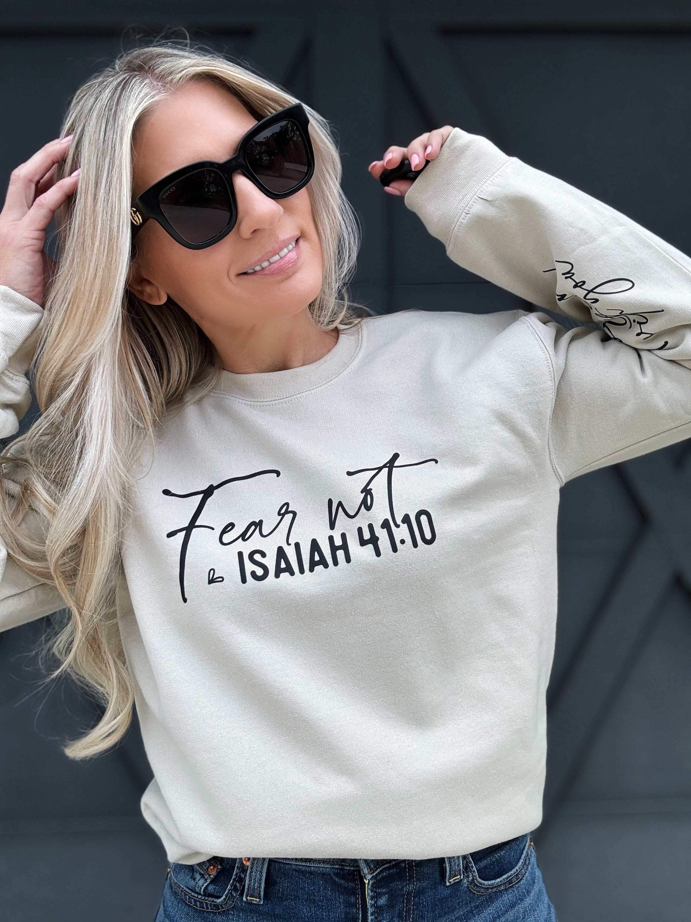 Christian Sweatshirt In Sand - Infinity Raine