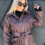 Leopard Belted Jacket In Brown - Infinity Raine