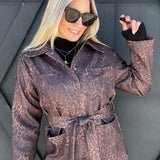 Leopard Belted Jacket In Brown - Infinity Raine