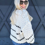 Chunky Oversized Round Neck Sweater In White - Infinity Raine