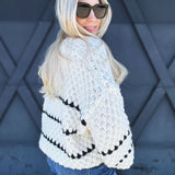 Chunky Oversized Round Neck Sweater In White - Infinity Raine