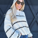 Chunky Oversized Round Neck Sweater In White - Infinity Raine