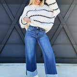 Chunky Oversized Round Neck Sweater In White - Infinity Raine