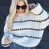 Chunky Oversized Round Neck Sweater In White - Infinity Raine