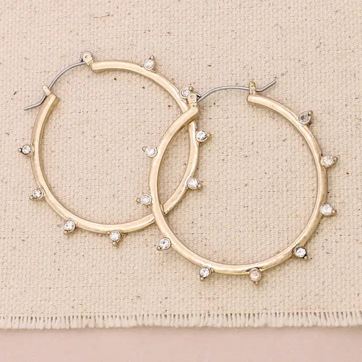 Sparkle Station Crystal Hoops In Gold - Infinity Raine