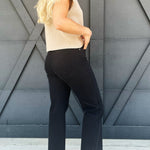 High Waist Frayed Hem Crop Pants-Black - Infinity Raine