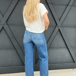 High Waist Wide Straight Leg Pants In Medium Denim - Infinity Raine