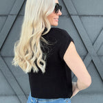 Mock Neck Short Sleeve Cropped Sweater In Black - Infinity Raine