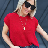 Oversized Crew Neck Sweater In Ruby - Infinity Raine