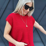 Oversized Crew Neck Sweater In Ruby - Infinity Raine