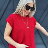 Oversized Crew Neck Sweater In Ruby - Infinity Raine