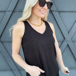 V Neck Cami Top In Black - Infinity Raine