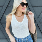 V Neck Cami Top In Ivory - Infinity Raine